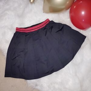 Black Tennis/Skater Skirt with Red Stripe Waistband L